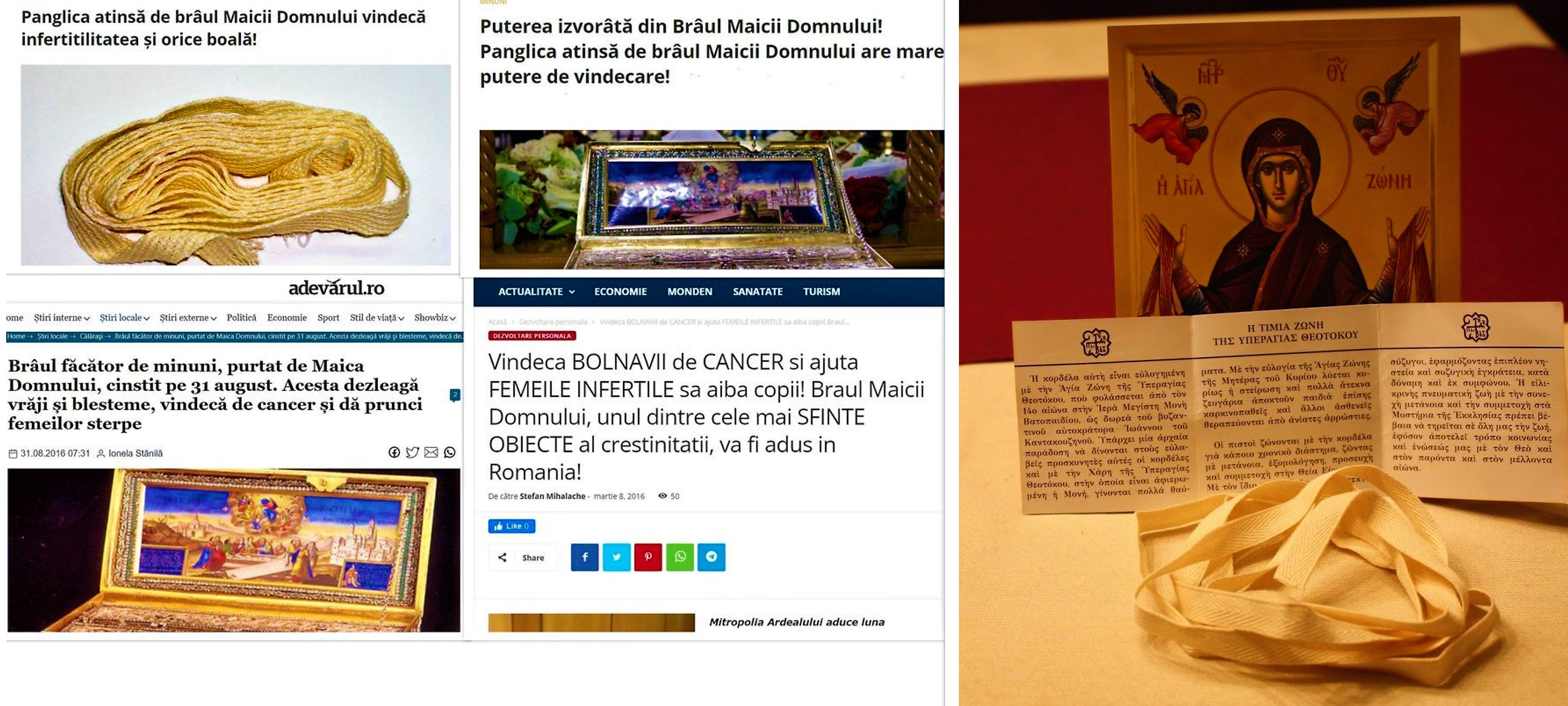 Panglica atinsă de Sfântul  Brâu Maicii Domnului. Gratuit, se achită doar costul expedierii